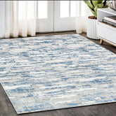 5' x 8' Navy Blue Abstract Washable Non Skid Area Rug